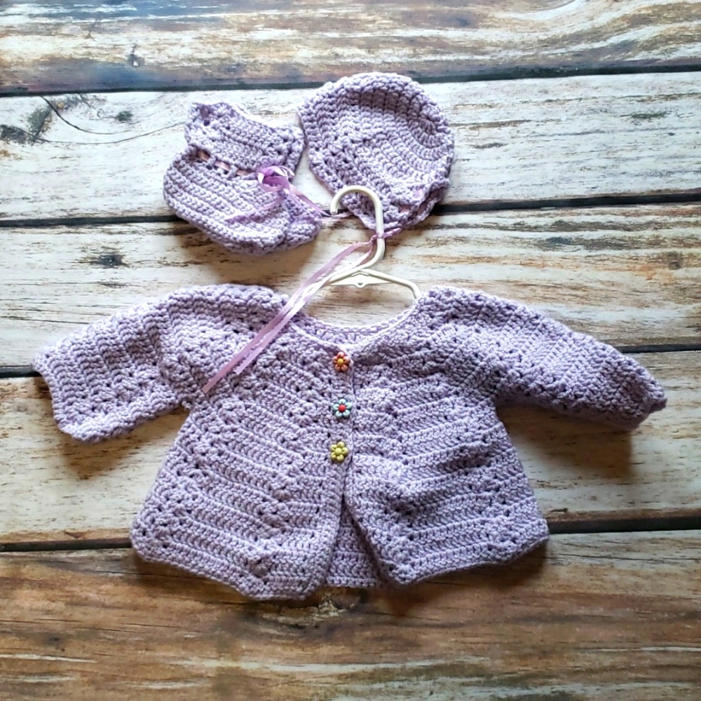 Amish Made Coat, Booties & Hat